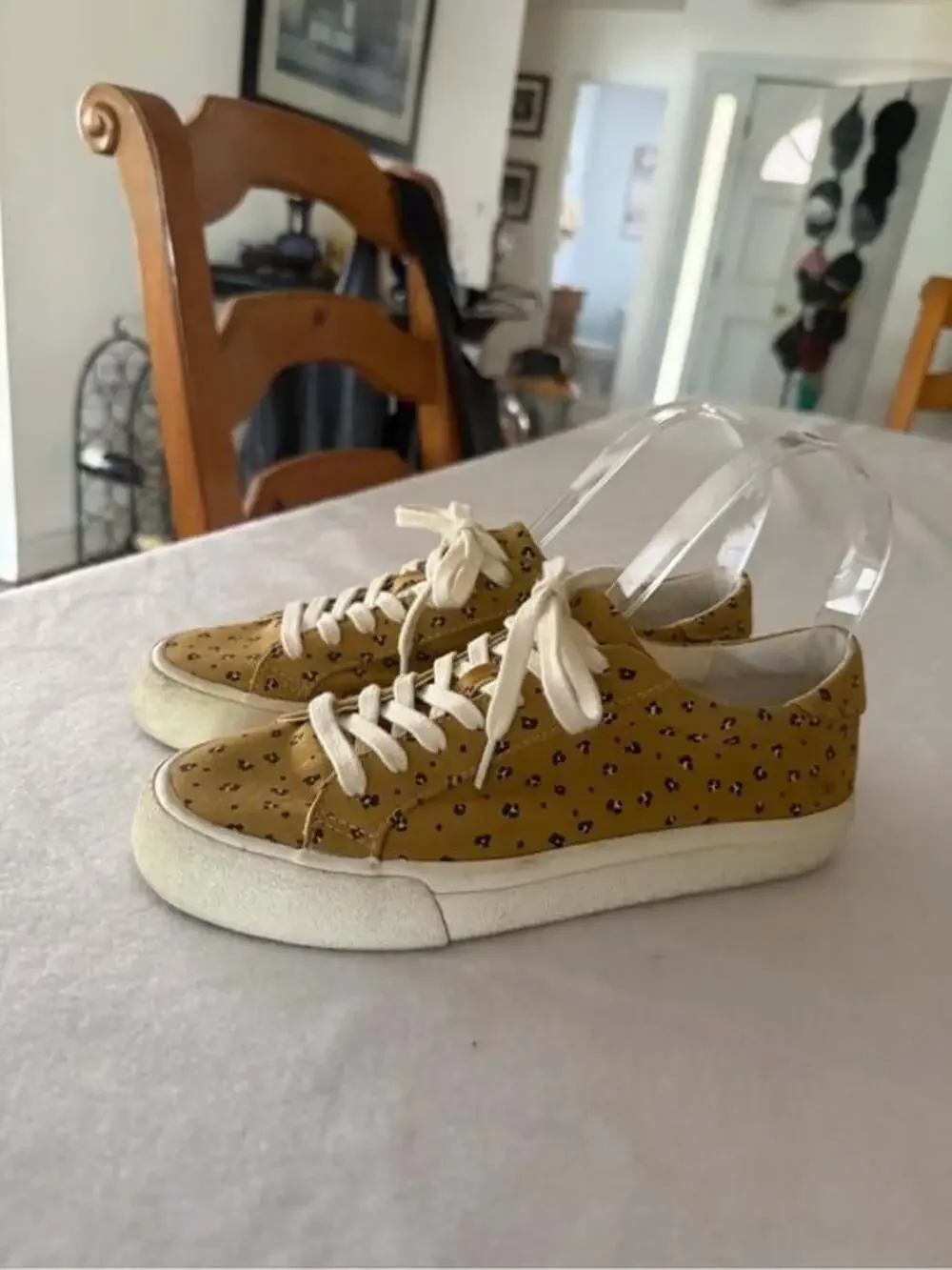 Madewell MWL Mustard Leopard Print Canvas Sneakers Size  Womens Size 7.5M